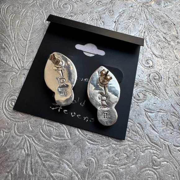 Navajo Harold J Stevens Native Malachite Teardrop Earrings - Picture 5 of 6